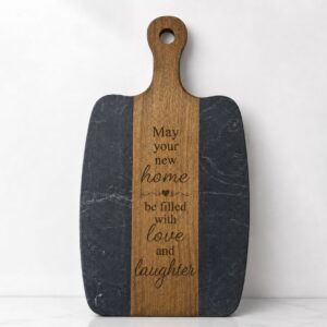 Personalized Acacia Wood and Slate Serving Board