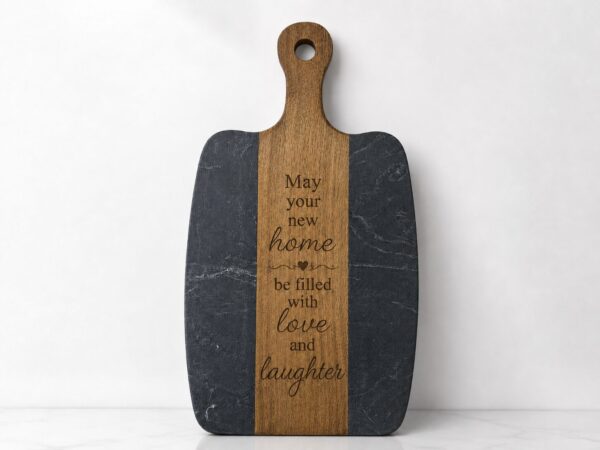 Personalized Acacia Wood and Slate Serving Board