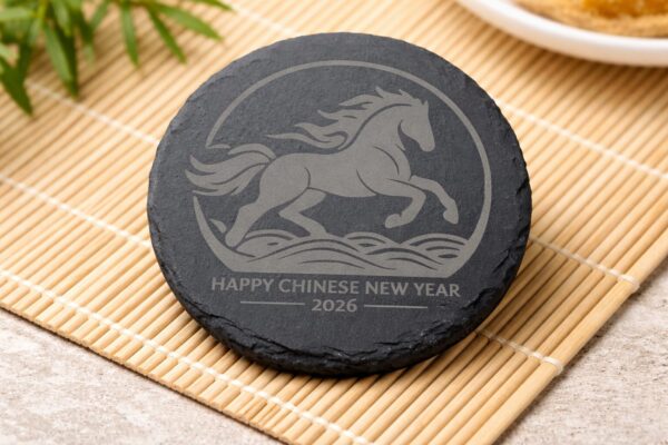 Chinese New Year 2026 Round Slate Coaster