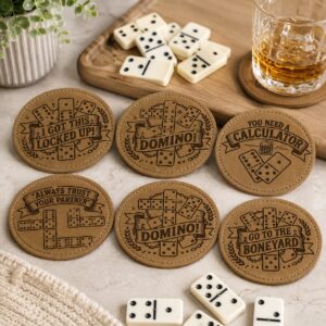 Domino Coasters Set of 6 with Holder