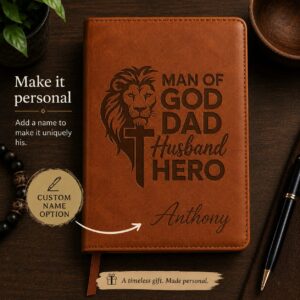 personalized man of god dad husband hero journal, father’s day gift