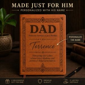 personalized dad journal, rooted respected father’s day gift