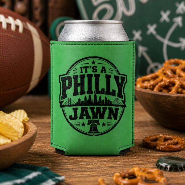 kelly green leatherette philly jawn can cooler Kelly Green Leatherette Philly Jawn Can Cooler
