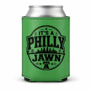 kelly green leatherette philly jawn can cooler
