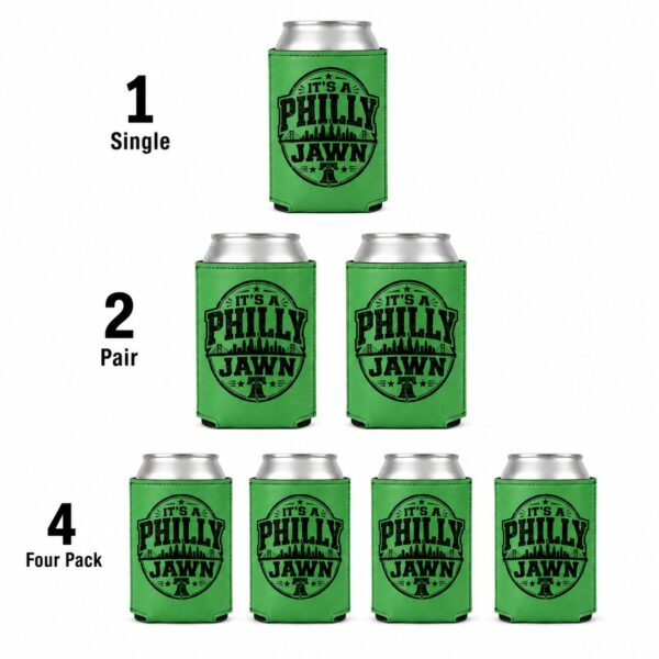kelly green leatherette philly jawn can cooler Kelly Green Leatherette No One Like Us, And We Don't Care Can Cooler