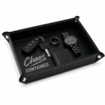 Vegan Leather Valet Tray | Engraved "Chaos Contained" EDC Organizer