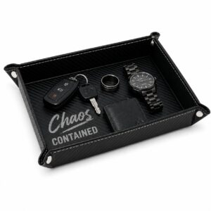 vegan leather valet tray | engraved "dad's sh*t tray" catchall organizer