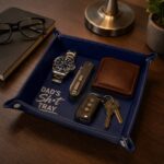 Vegan Leather Valet Tray | Engraved "Dad's Sh*t Tray" Catchall Organizer