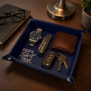 vegan leather valet tray | engraved "dad's sh*t tray" catchall organizer
