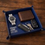 Vegan Leather Valet Tray | Engraved "Pocket Junk Goes Here" Catchall Organizer