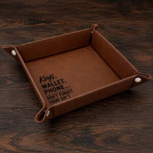 Vegan Leather Valet Tray | Engraved "Keys, Wallet, Phone… Don't Forget Your Sh*t" Catchall