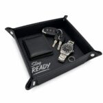 Vegan Leather Valet Tray | Engraved "StayReady" Catchall Organizer