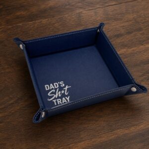 Vegan Leather Valet Tray | Engraved "Dad's Sh*t Tray" Catchall Organizer