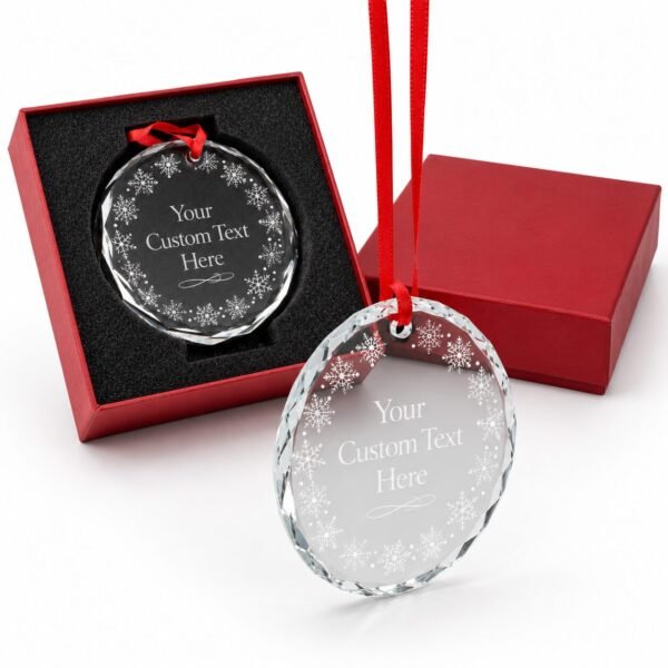 Personalized Glass Christmas Ornament with Gift Box
