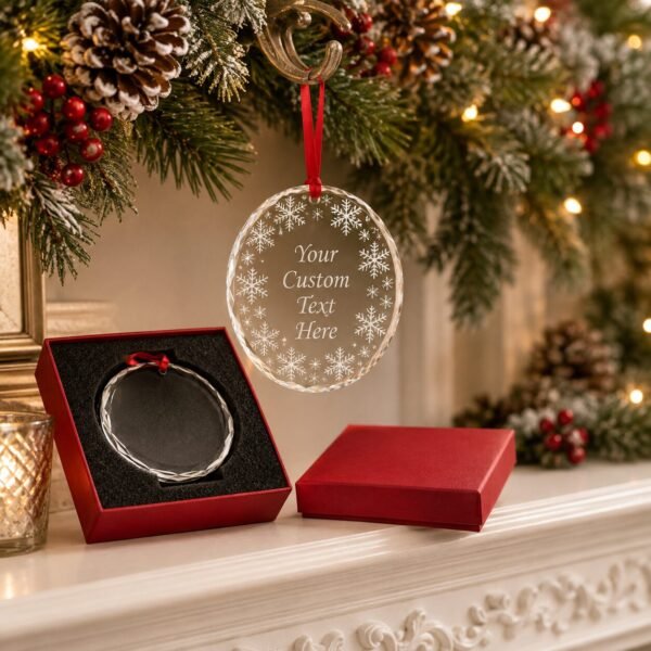 Personalized Glass Christmas Ornament with Gift Box