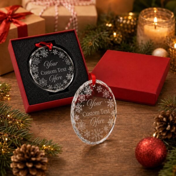 Personalized Glass Christmas Ornament with Gift Box