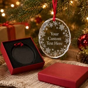 Personalized Glass Christmas Ornament with Gift Box