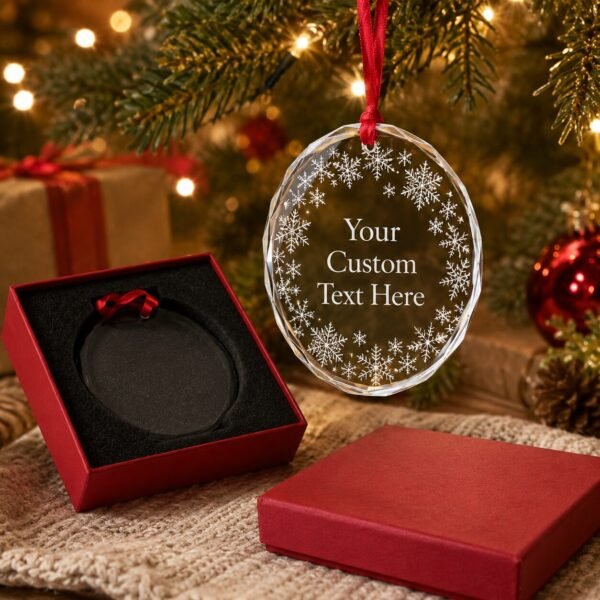 Personalized Glass Christmas Ornament with Gift Box
